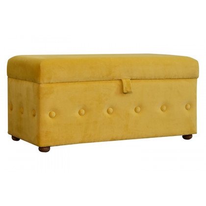 Artisan Lid-up Cotton Velvet Ottoman - Mustard