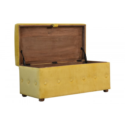 Artisan Lid-up Cotton Velvet Ottoman - Mustard