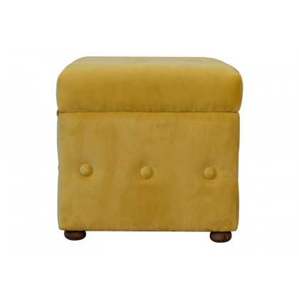 Artisan Lid-up Cotton Velvet Ottoman - Mustard