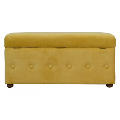 Artisan Lid-up Cotton Velvet Ottoman - Mustard