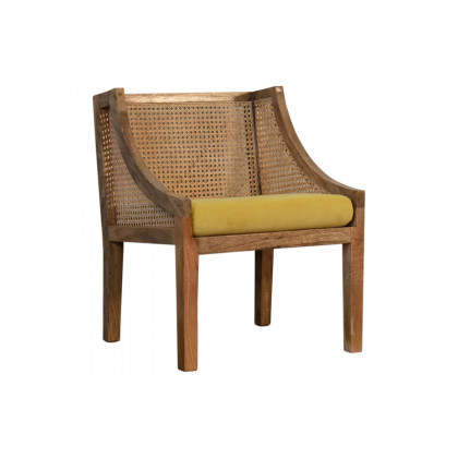 Artisan - Cotton Velvet Rattan Chair in Mustard, Retro
