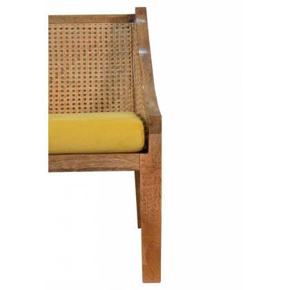 Artisan - Cotton Velvet Rattan Chair in Mustard, Retro