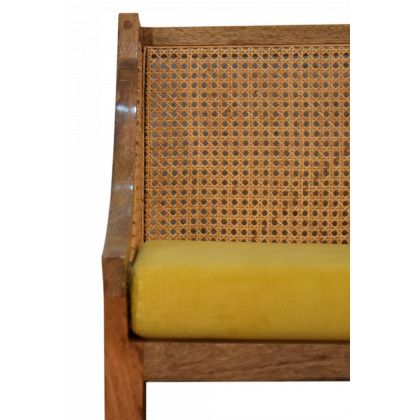 Artisan - Cotton Velvet Rattan Chair in Mustard, Retro