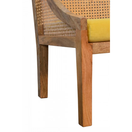 Artisan - Cotton Velvet Rattan Chair in Mustard, Retro
