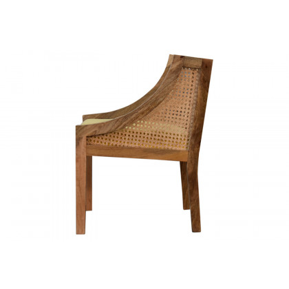 Artisan - Cotton Velvet Rattan Chair in Mustard, Retro