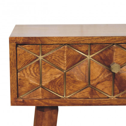 Artisan - Cubed Brass Inlay Bedside in Chestnut
