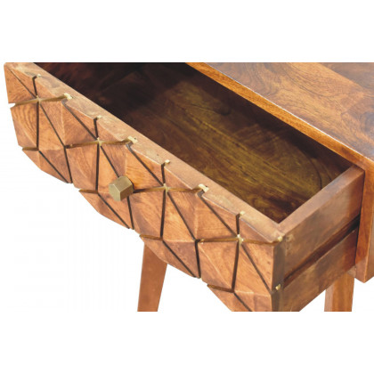 Artisan - Cubed Brass Inlay Bedside in Chestnut