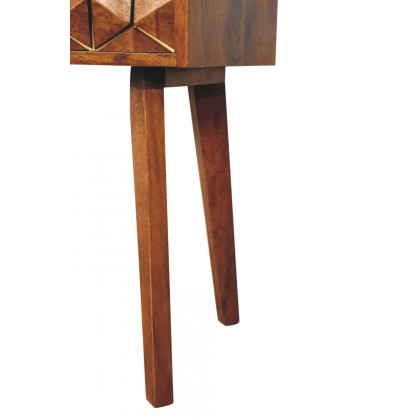 Artisan - Cubed Brass Inlay Bedside in Chestnut