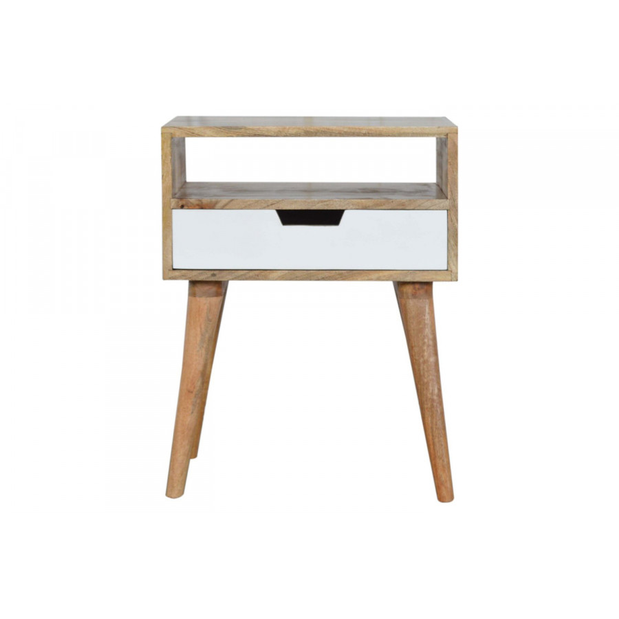 Artisan Bedside Table with Open Slot - White