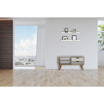 Artisan - Gray and White Media Unit with 2 Drawers