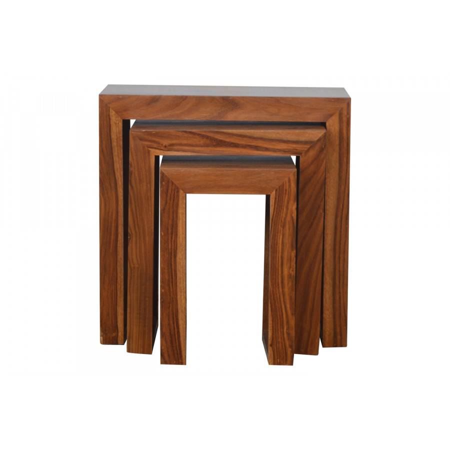 Artisan - Sheesham Wood Set of 3 Cubed Nesting Tables