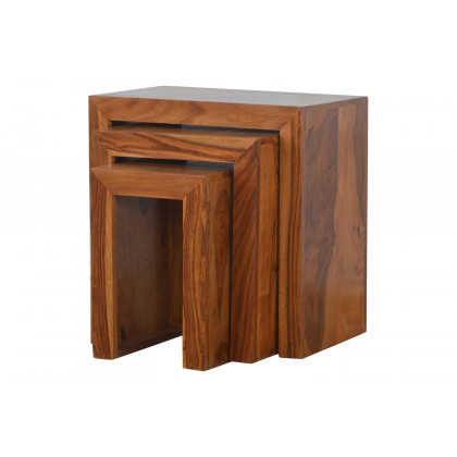 Artisan - Sheesham Wood Set of 3 Cubed Nesting Tables