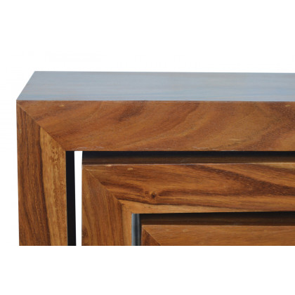 Artisan - Sheesham Wood Set of 3 Cubed Nesting Tables