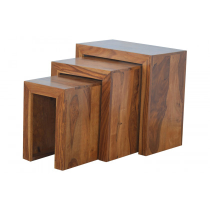 Artisan - Sheesham Wood Set of 3 Cubed Nesting Tables