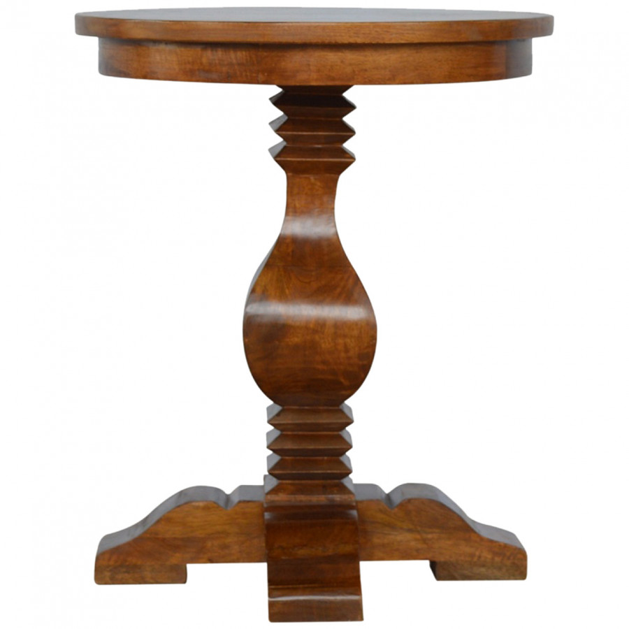 Artisan - Round Pedestal Tea Table in Light Walnut