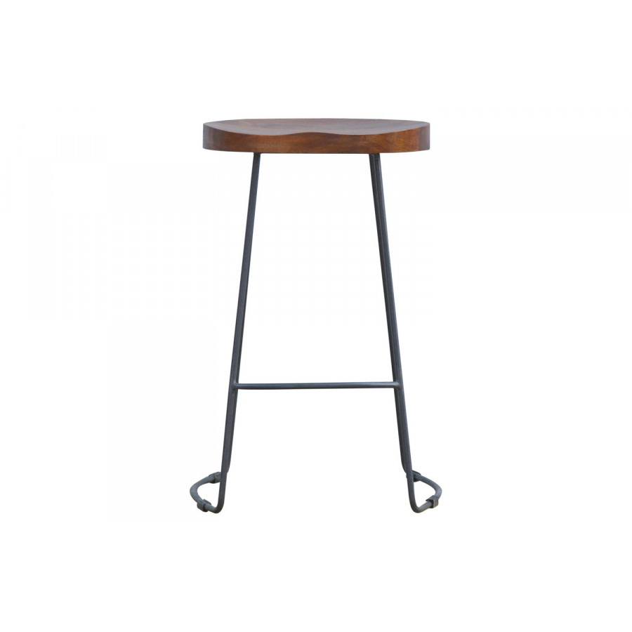 Artisan - Industrial Bar Stool with Chunky Wood Seat