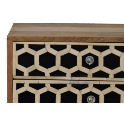 Artisan Bone Inlay Bedside with 2 Drawers - Chestnut, Tapered