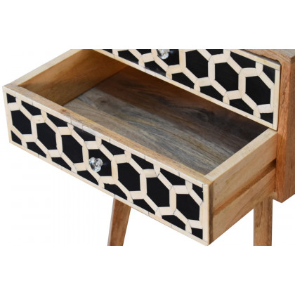 Artisan Bone Inlay Bedside with 2 Drawers - Chestnut, Tapered