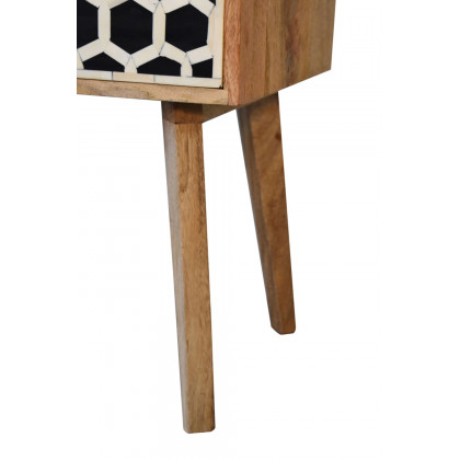 Artisan Bone Inlay Bedside with 2 Drawers - Chestnut, Tapered