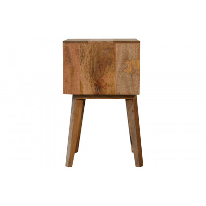 Artisan Bone Inlay Bedside with 2 Drawers - Chestnut, Tapered