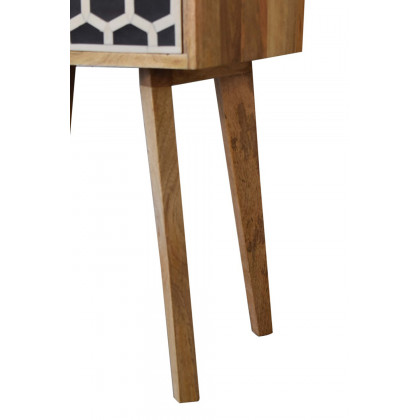 Artisan Bone Inlay Bedside with 1 Drawers - Oak-ish, Tapered