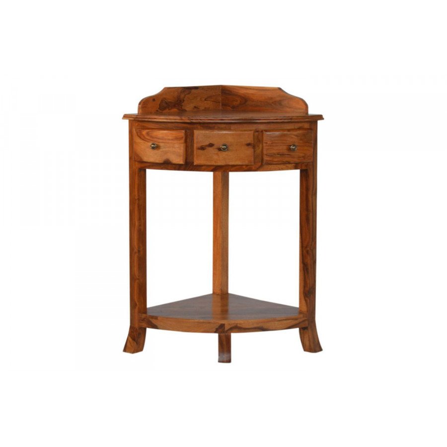 Artisan - Solid Sheesham Wood Corner Wash Stand with a Gallery Back