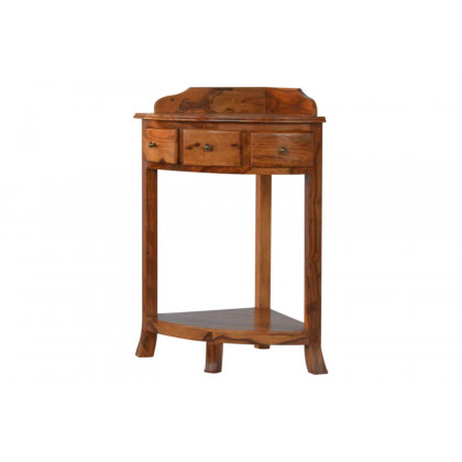 Artisan - Solid Sheesham Wood Corner Wash Stand with a Gallery Back