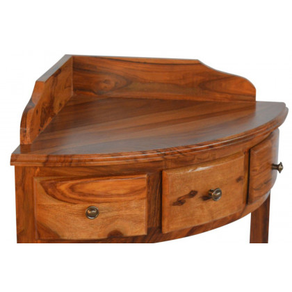 Artisan - Solid Sheesham Wood Corner Wash Stand with a Gallery Back