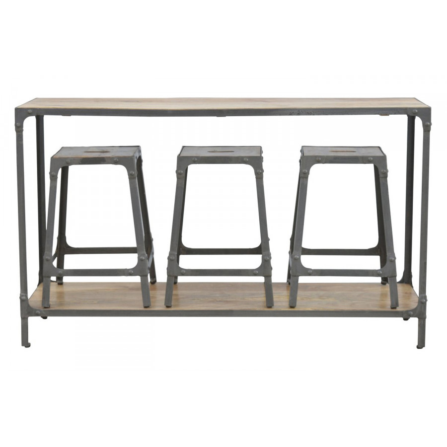 Artisan - Iron Kitchen Table with 3 Nesting Stools