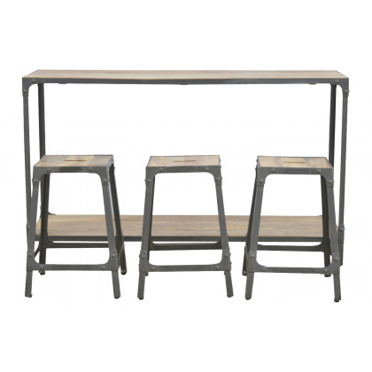Artisan - Iron Kitchen Table with 3 Nesting Stools