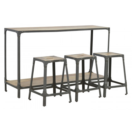Artisan - Iron Kitchen Table with 3 Nesting Stools
