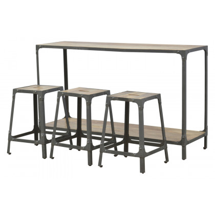 Artisan - Iron Kitchen Table with 3 Nesting Stools