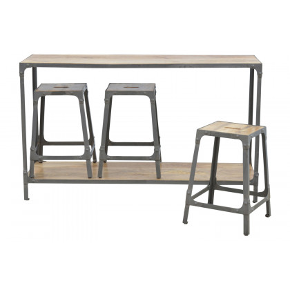 Artisan - Iron Kitchen Table with 3 Nesting Stools