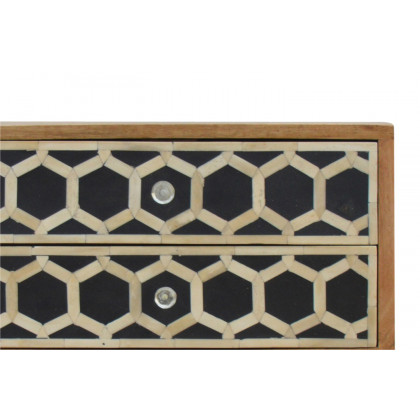 Artisan Bone Inlay Bedside with 2 Drawers - Oak-ish, Scandinavian