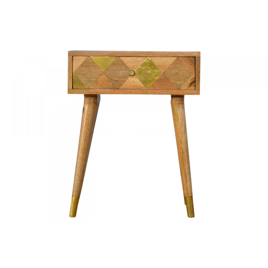 Artisan - Oak-ish Gold Brass Inlay Bedside