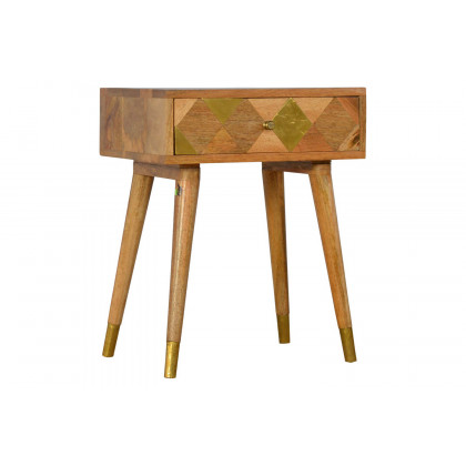 Artisan - Oak-ish Gold Brass Inlay Bedside