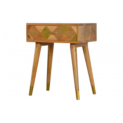 Artisan - Oak-ish Gold Brass Inlay Bedside