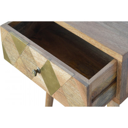 Artisan - Oak-ish Gold Brass Inlay Bedside