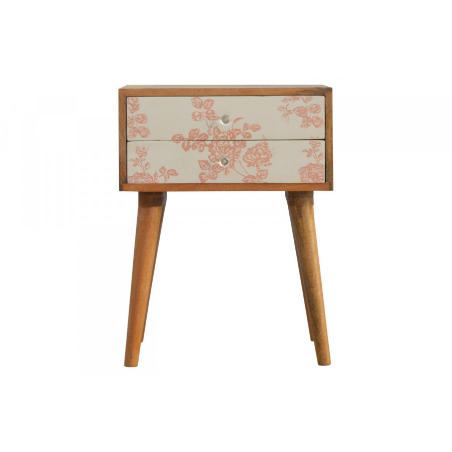 Artisan Floral Screen Printed Bedside - Pink