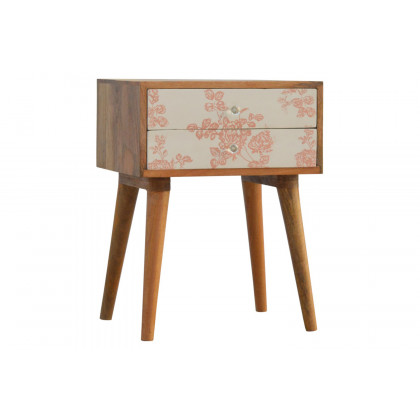 Artisan Floral Screen Printed Bedside - Pink