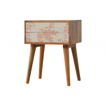 Artisan Floral Screen Printed Bedside - Pink