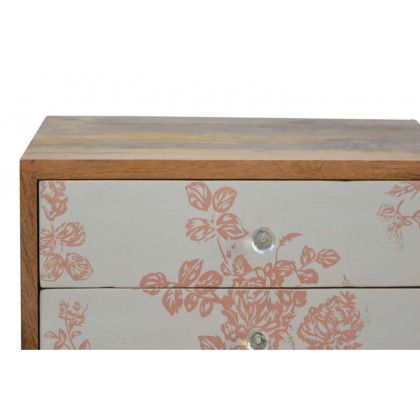 Artisan Floral Screen Printed Bedside - Pink