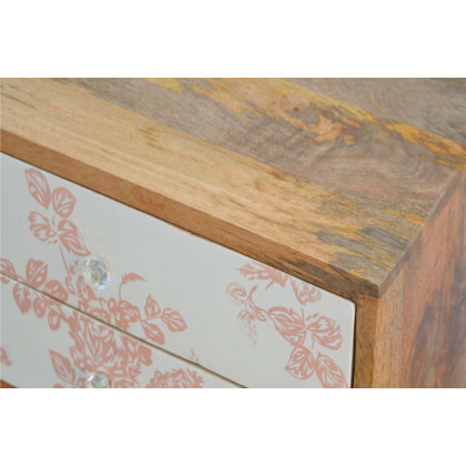 Artisan Floral Screen Printed Bedside - Pink