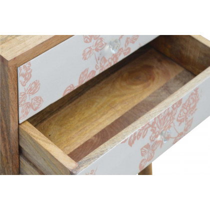 Artisan Floral Screen Printed Bedside - Pink