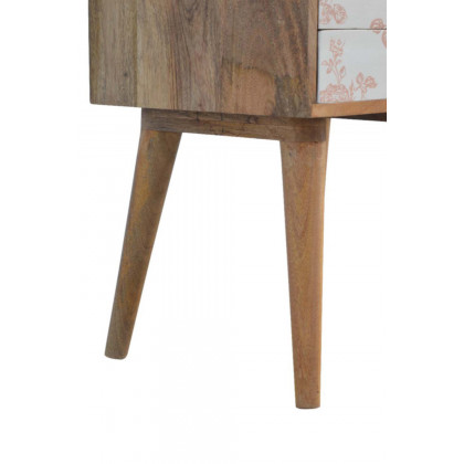 Artisan Floral Screen Printed Bedside - Pink