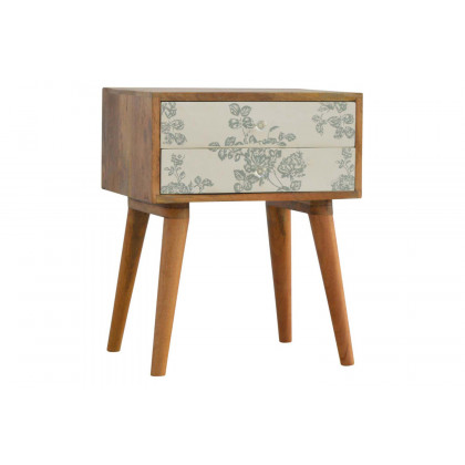 Artisan Floral Screen Printed Bedside - Green