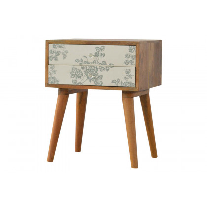 Artisan Floral Screen Printed Bedside - Green