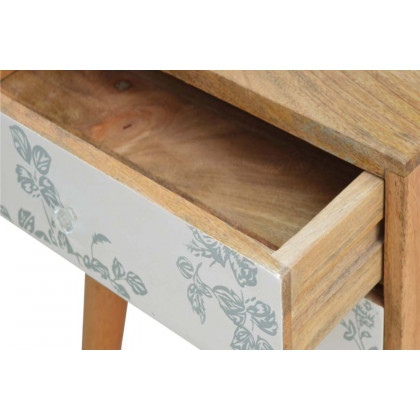 Artisan Floral Screen Printed Bedside - Green