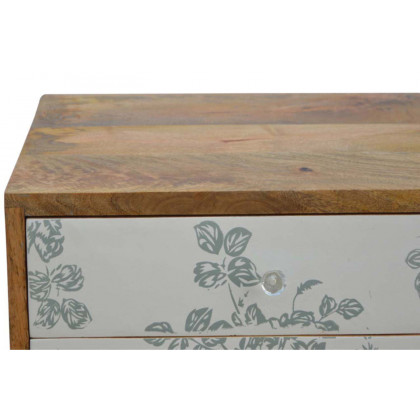 Artisan Floral Screen Printed Bedside - Green