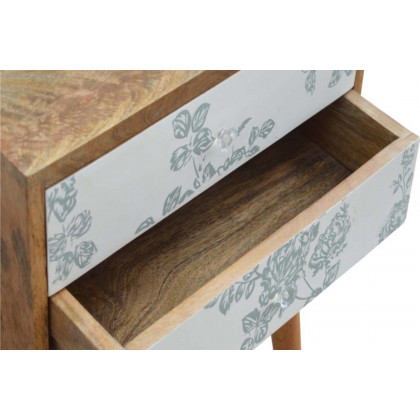 Artisan Floral Screen Printed Bedside - Green